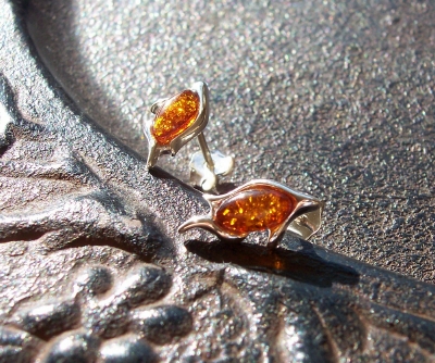 Amber Silver Earrings to stick ES1001